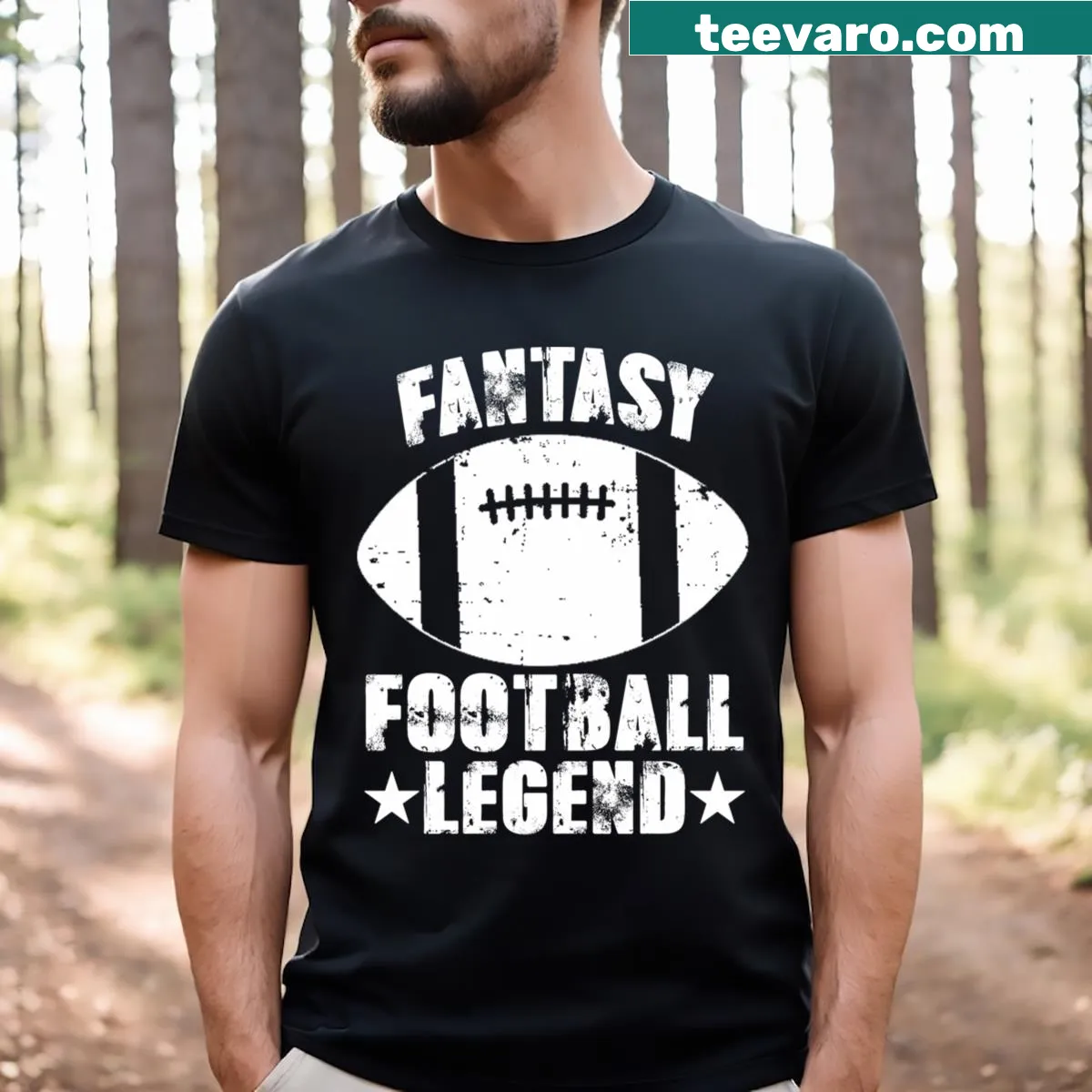 Fantasy Football Legend T-shirt with bold typography for football fans — on a men's t-shirt