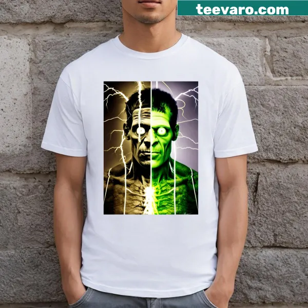 T-shirt featuring an illustration of Frankenstein