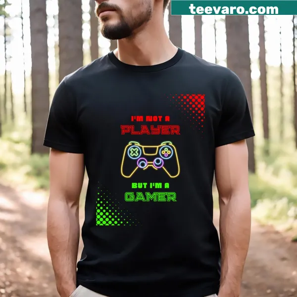 T-shirt with a humorous gamer quote in bold typography