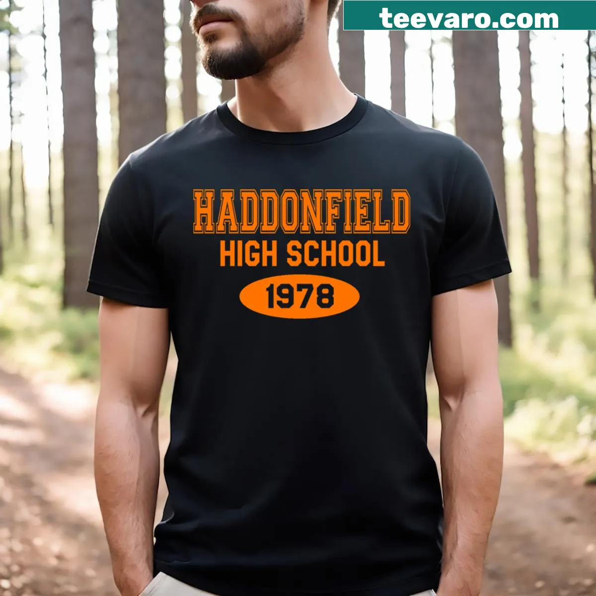 Playful horror-themed design from Haddonfield High School 1978 — on a men's t-shirt