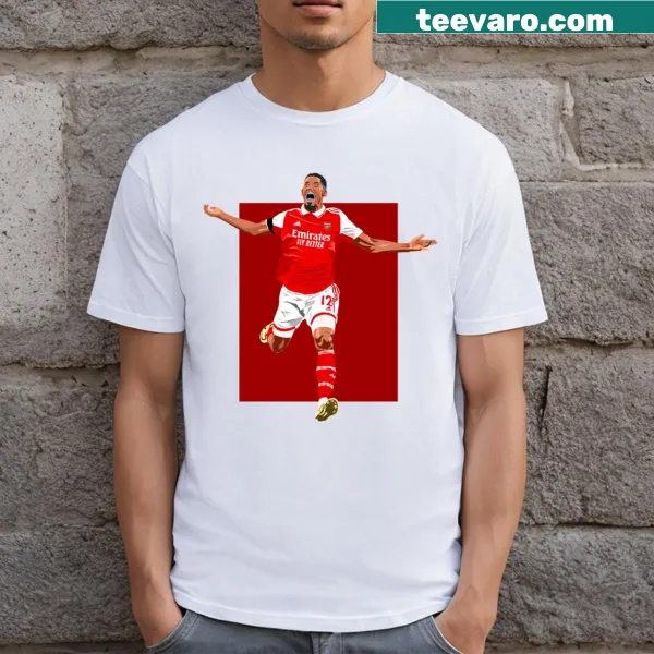 Illustration of William Saliba on Arsenal T-shirt