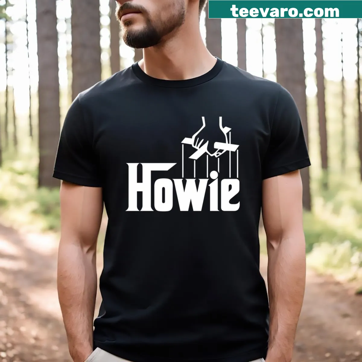 T-shirt featuring Howie Roseman's name in bold text — on a men's t-shirt