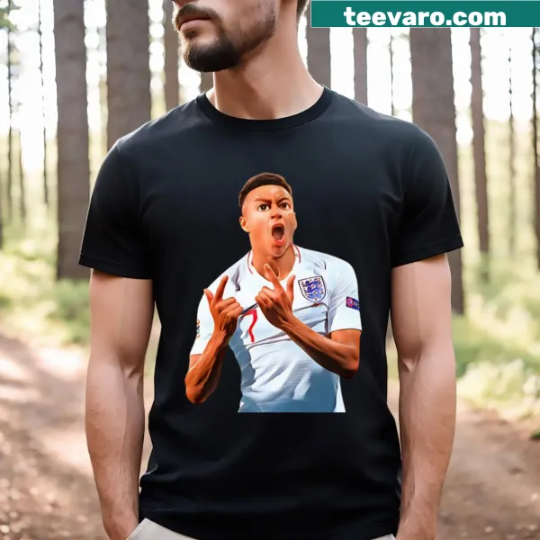 Cartoon design of Jesse Lingard on a t-shirt