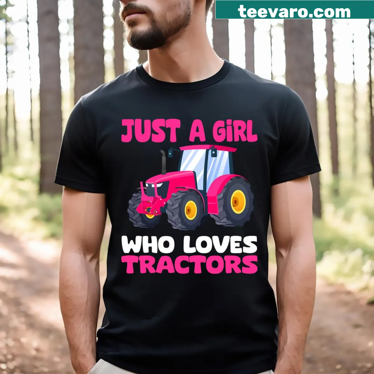 Cute tractor illustration with text for kids on a tee — on a men's t-shirt