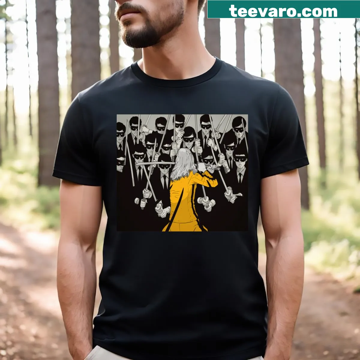 Graphic T-shirt inspired by Kill Bill concept art. — on a men's t-shirt