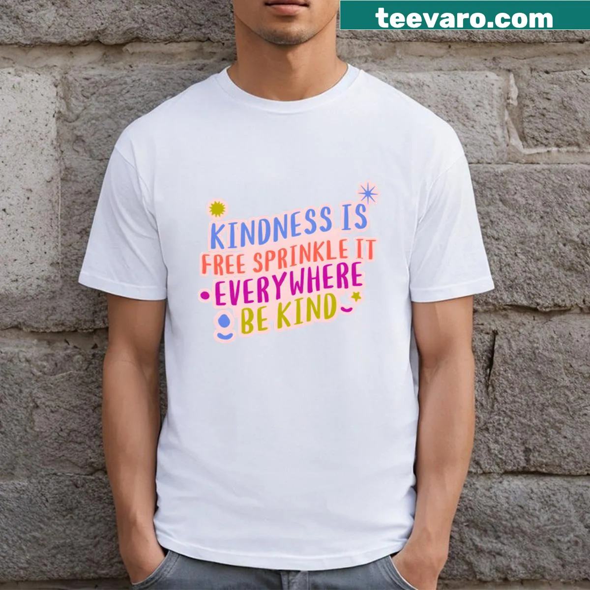 Inspirational text design promoting kindness on a tee — on a men's t-shirt