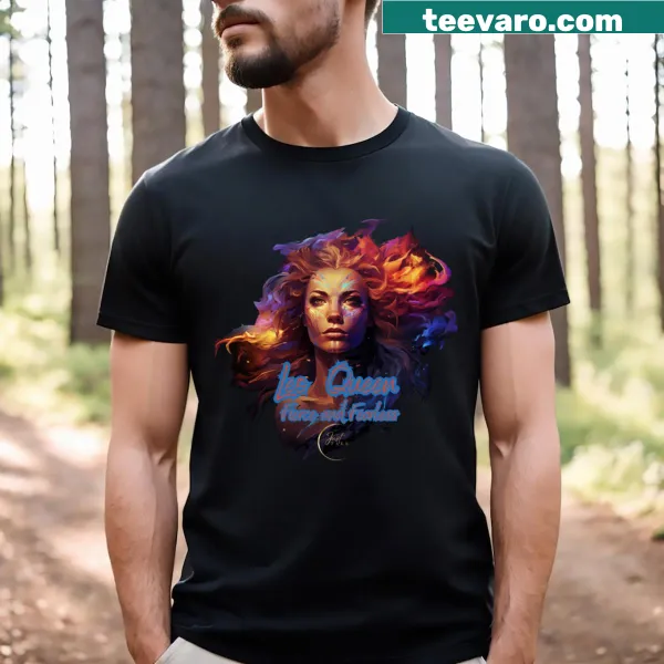 Empowering T-shirt with lioness graphic and 'Leo Queen' text.