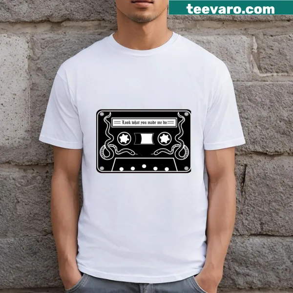 Retro cassette design with nostalgic music theme on T-shirt
