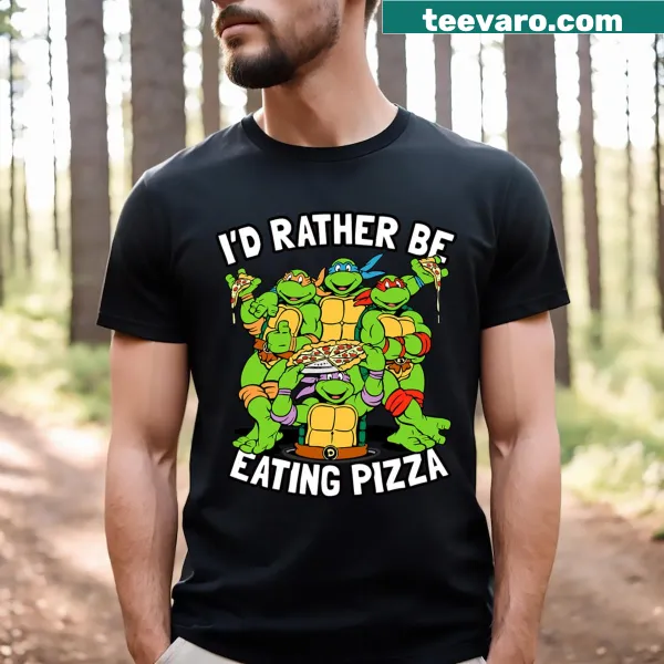 Teenage Mutant Ninja Turtles pizza themed T-shirt