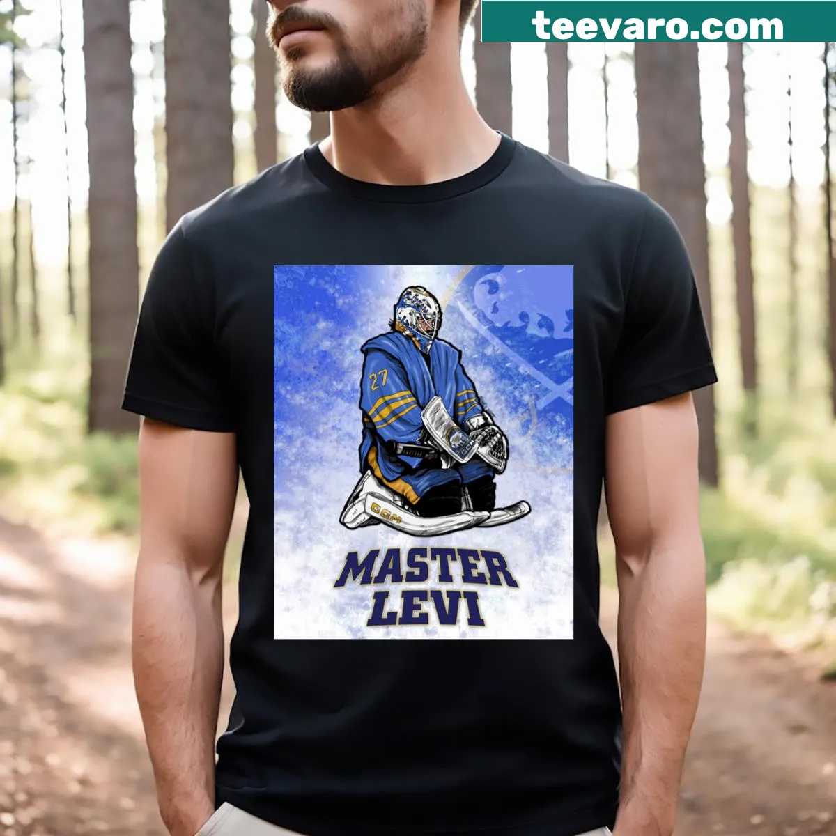 Master Levi illustration on a fantasy-themed T-shirt. — on a men's t-shirt