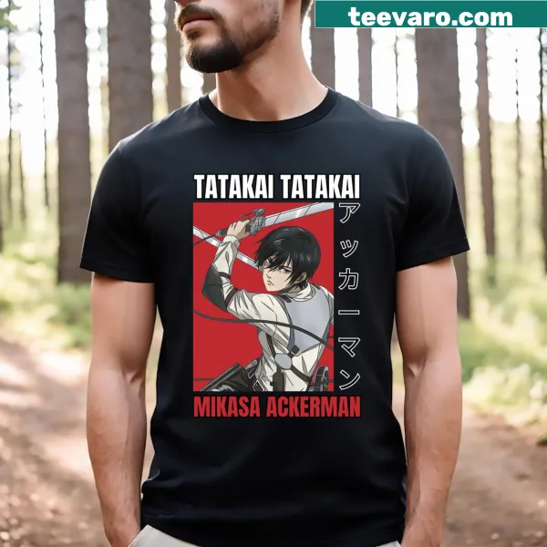 Anime-inspired shirt featuring Mikasa from Attack on Titan