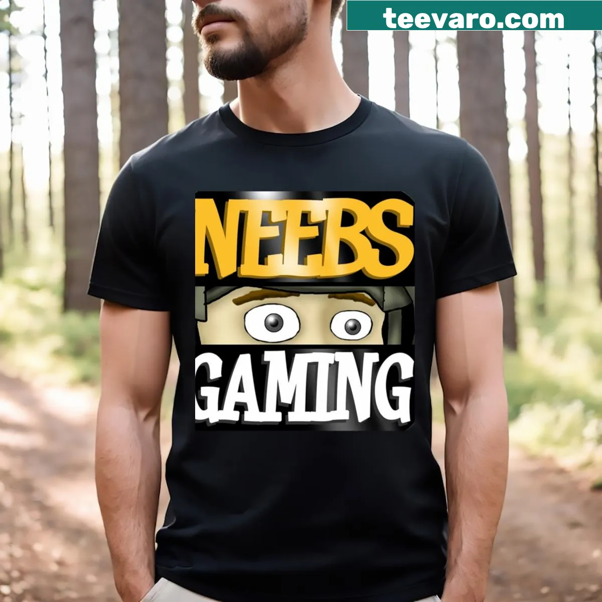 T-shirt with the Neebs Gaming logo in a playful design — on a men's t-shirt