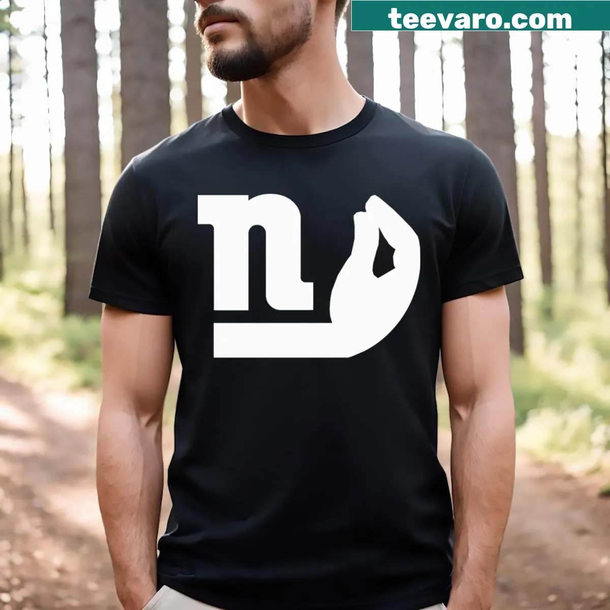 Nyg Devito Hand T-shirt featuring playful hand gesture illustration — on a men's t-shirt