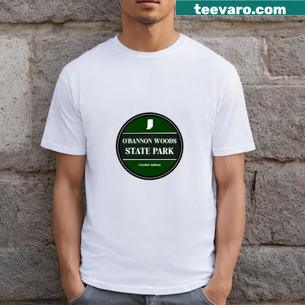 Artistic graphic of O'bannon Woods State Park on T-shirt