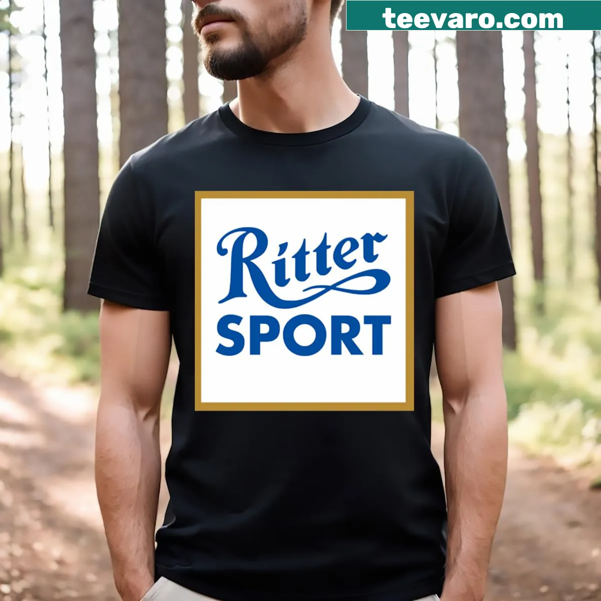 Simple T-shirt featuring the Ritter Sports logo — on a men's t-shirt