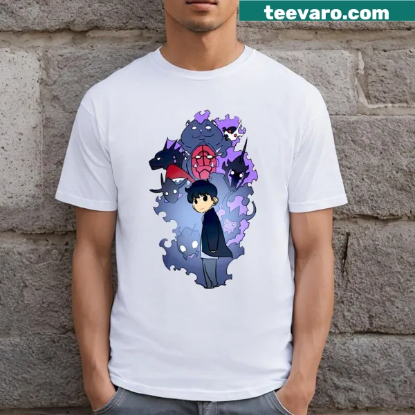 Illustrated Sung Jinwoo and Shadows T-shirt featuring dark fantasy graphic.