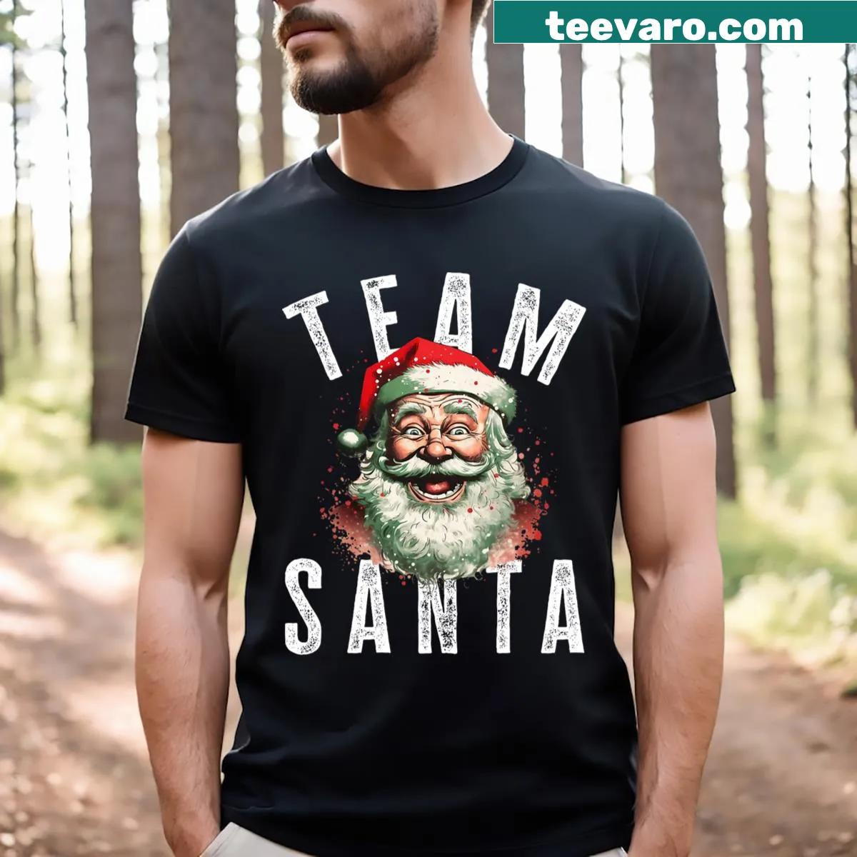 Funny Santa Claus Christmas T-shirt design — on a men's t-shirt