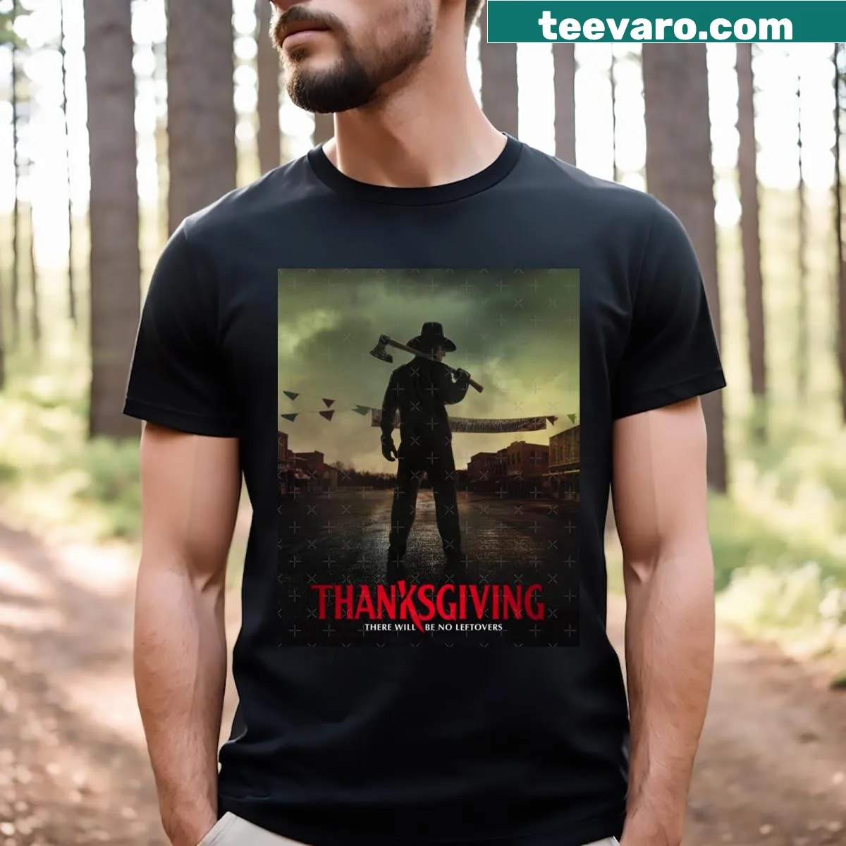 Thanksgiving-themed T-shirt with heartfelt graphic celebrating gratitude — on a men's t-shirt