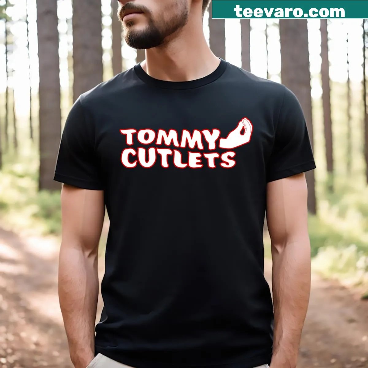 New York Giants T-shirt featuring Tommy Cutlets reference — on a men's t-shirt