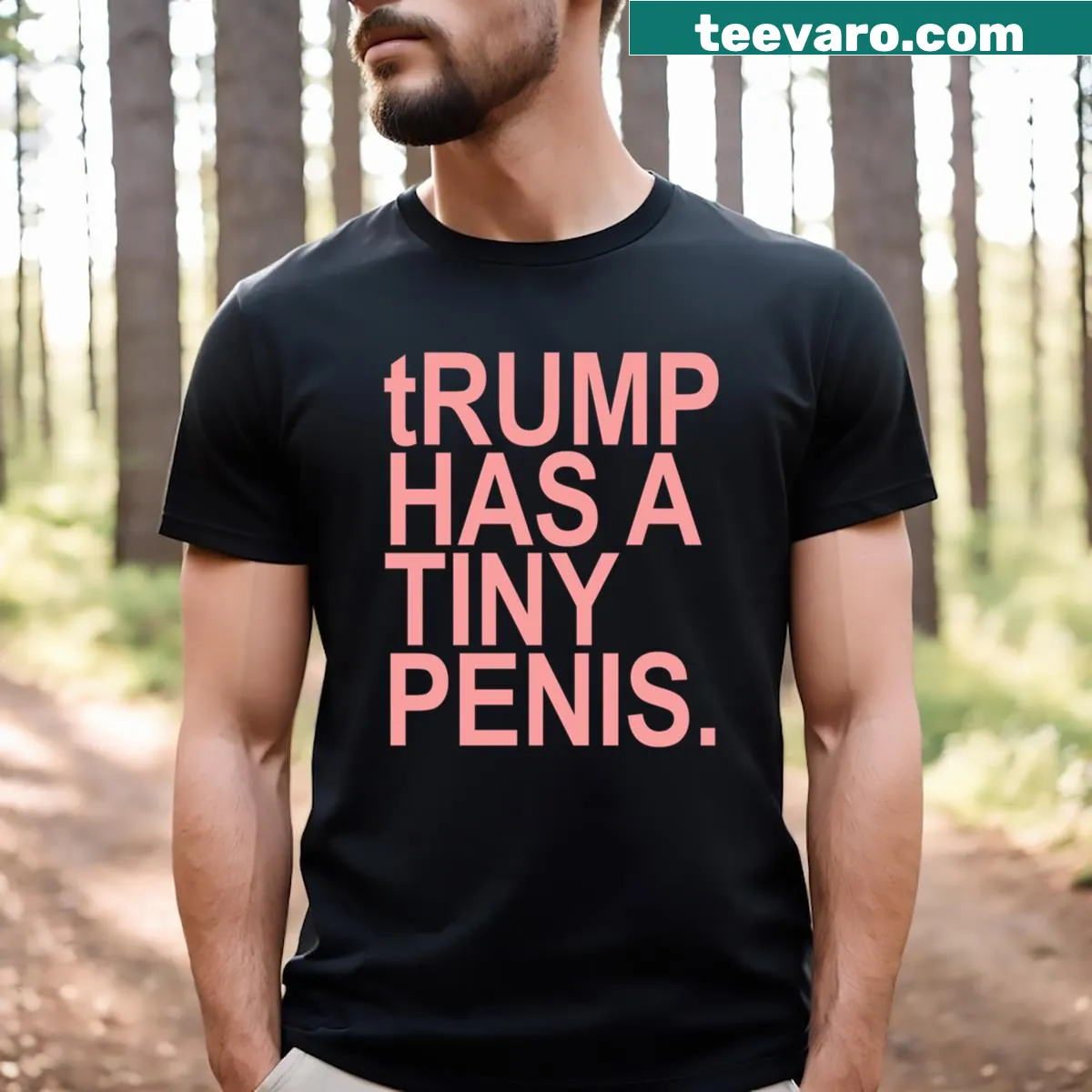 Sarcastic T-shirt with the phrase about Trump in a playful style — on a men's t-shirt