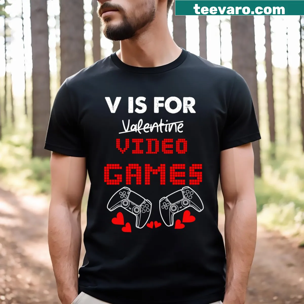 Funny Valentine’s Day t-shirt with gaming design — on a men's t-shirt