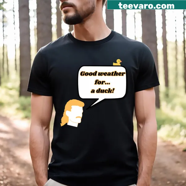 T-shirt with the phrase 'Good Weather For A Duck!' referencing Valtteri Bottas