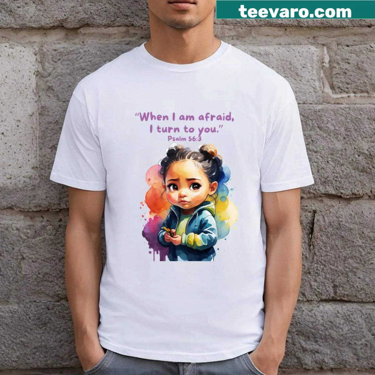 T-shirt illustrating Psalm 563 with 'Brown Eyed Girl' text — on a men's t-shirt