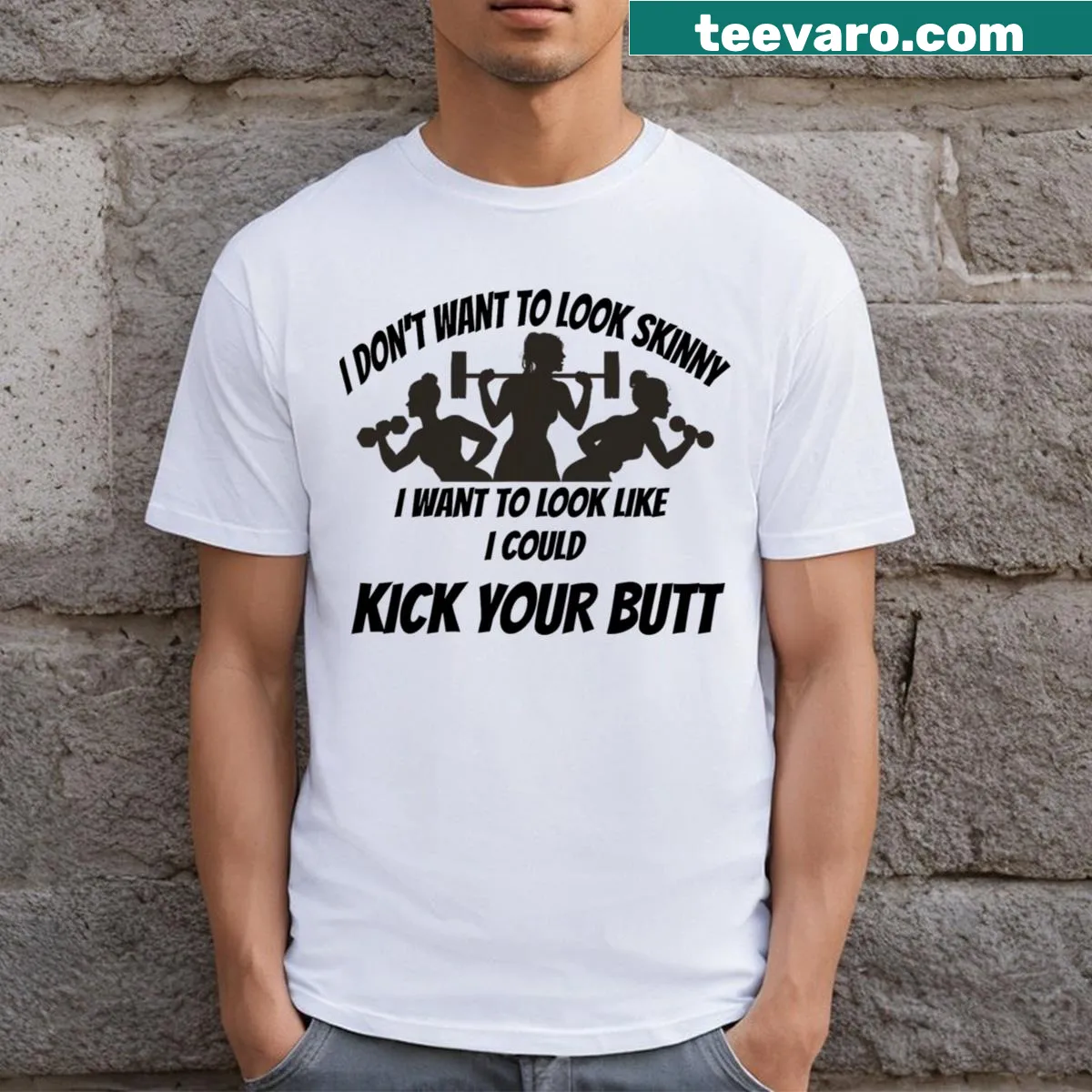 Motivational fitness t-shirt for women with exercise theme. — on a men's t-shirt