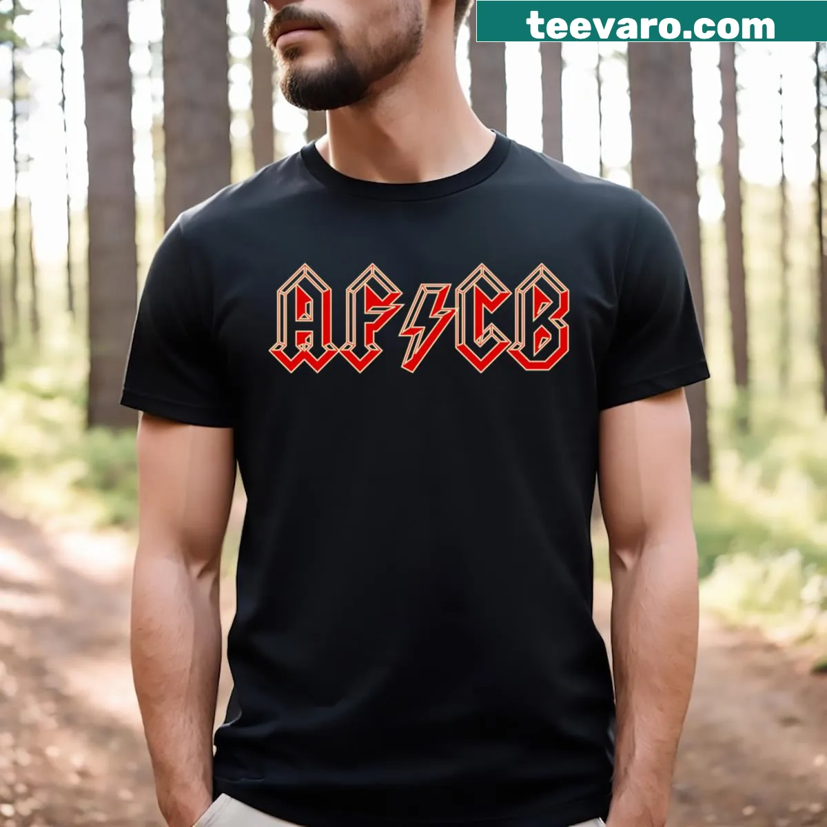 AFC Bournemouth T-shirt with red and gold lightning logo — on a men's t-shirt