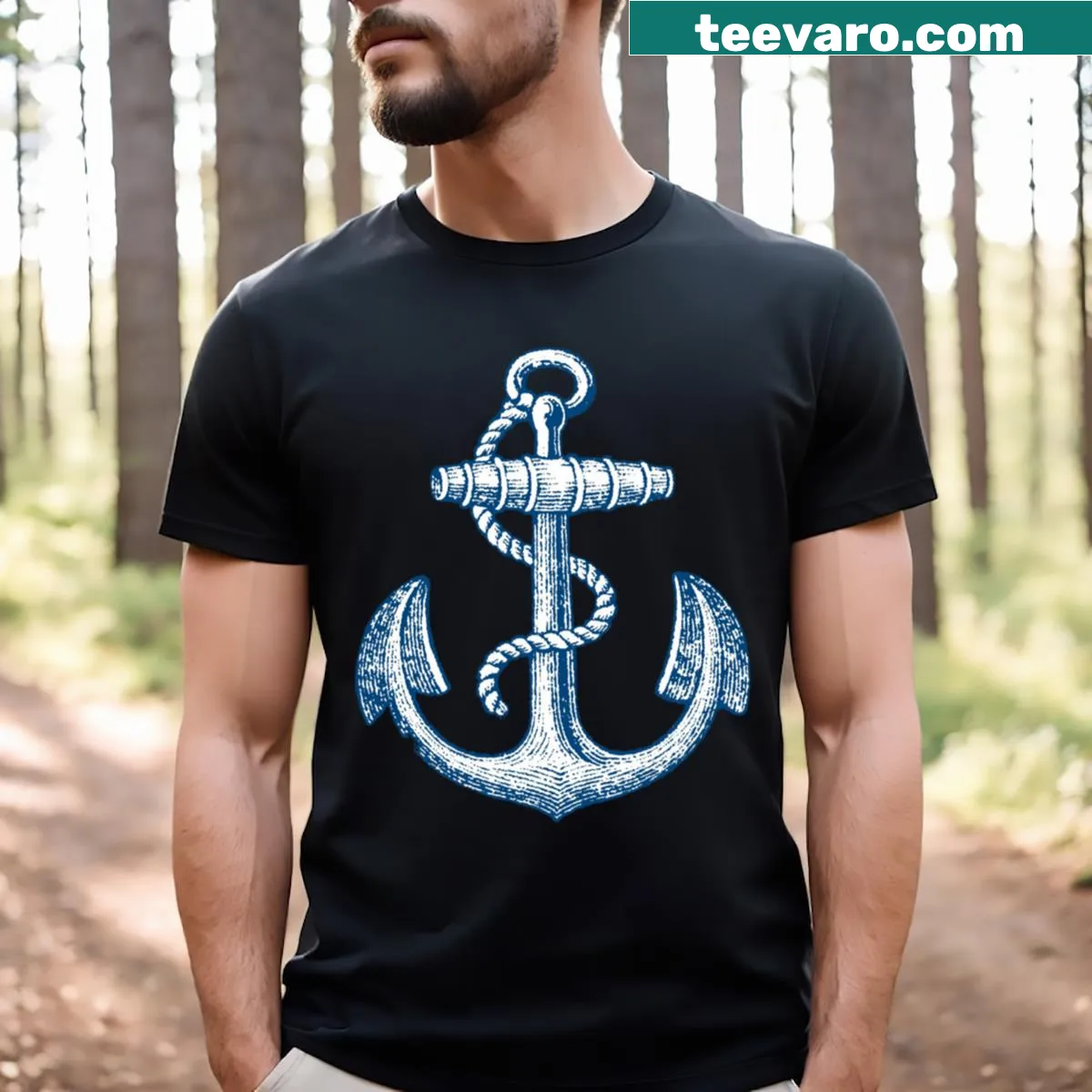 Illustrated design celebrating Anchor Brewing on a T-shirt — on a men's t-shirt