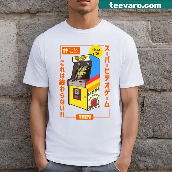 Retro arcade-themed t-shirt for gamers