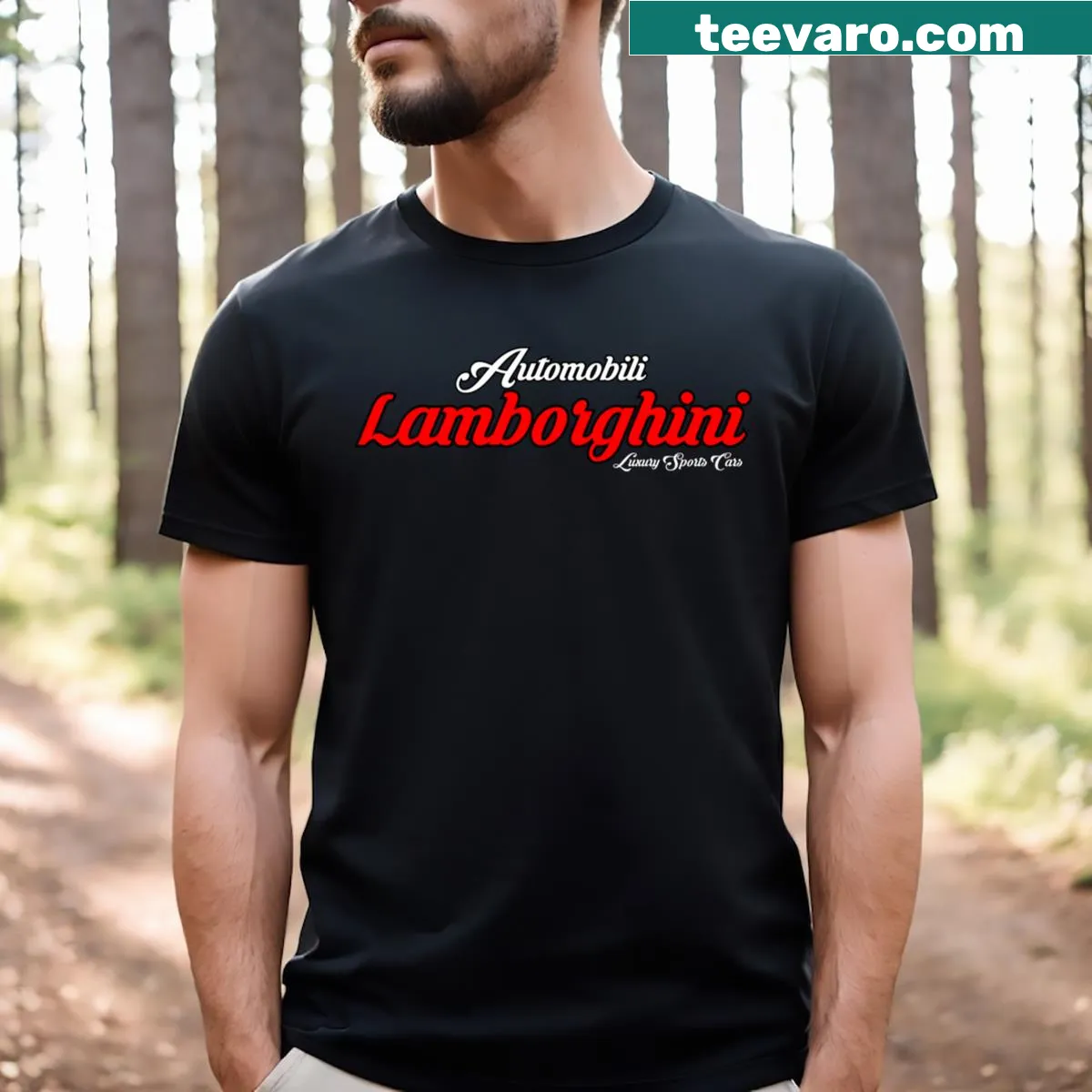 Illustration of an exotic sports car on a bold T-shirt — on a men's t-shirt