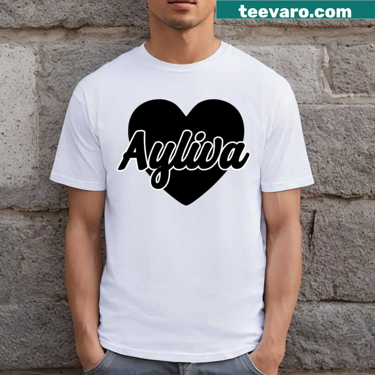 Silhouette of a black heart on a T-shirt — on a men's t-shirt