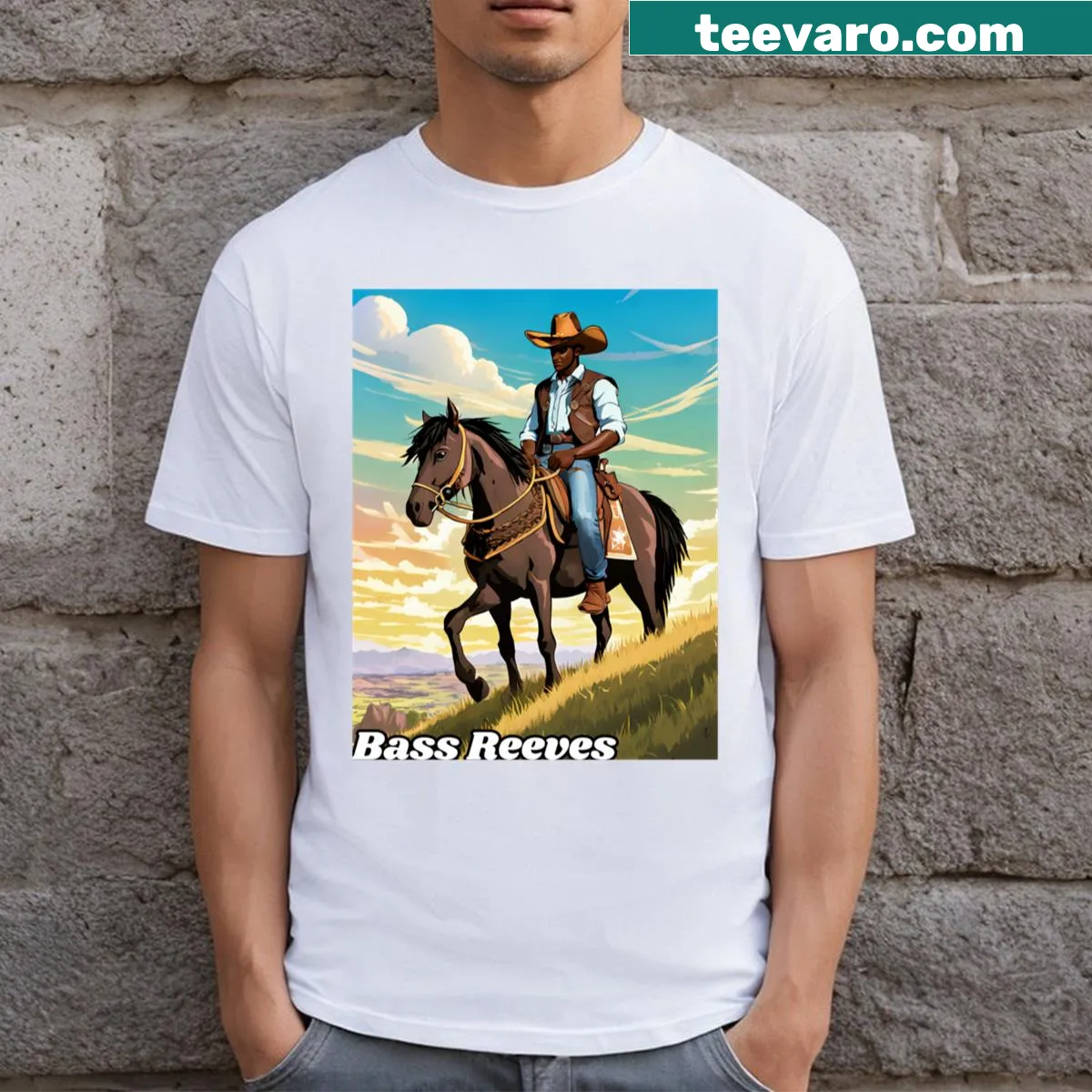 Graphic t-shirt honoring Bass Reeves, U.S. Marshal No3 — on a men's t-shirt