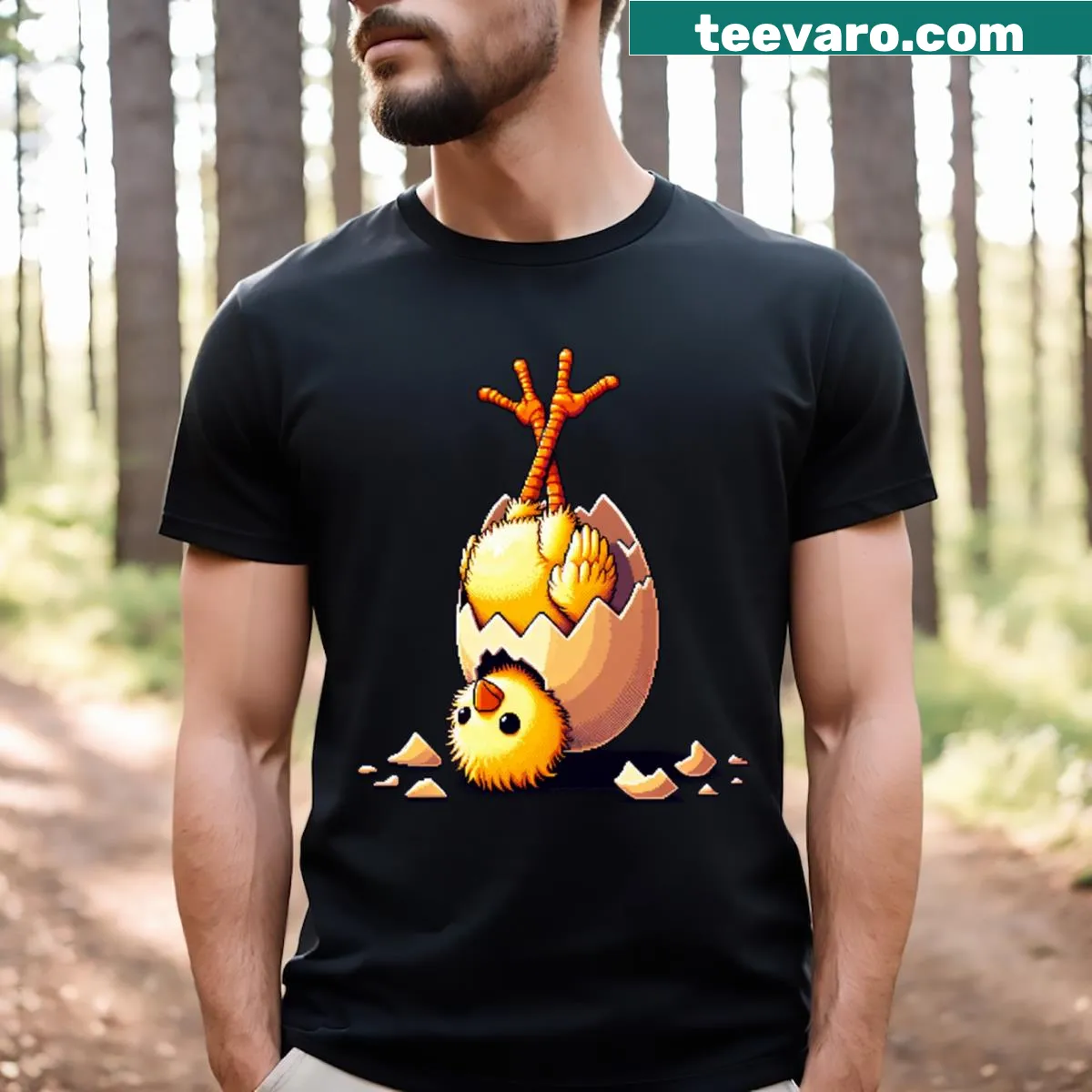 Graphic Born From Egg Of Columbus t-shirt symbolizing exploration — on a men's t-shirt