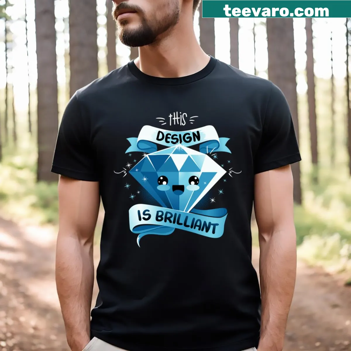 Minimalist T-shirt with the phrase 'Brilliant Design' in a clean font — on a men's t-shirt