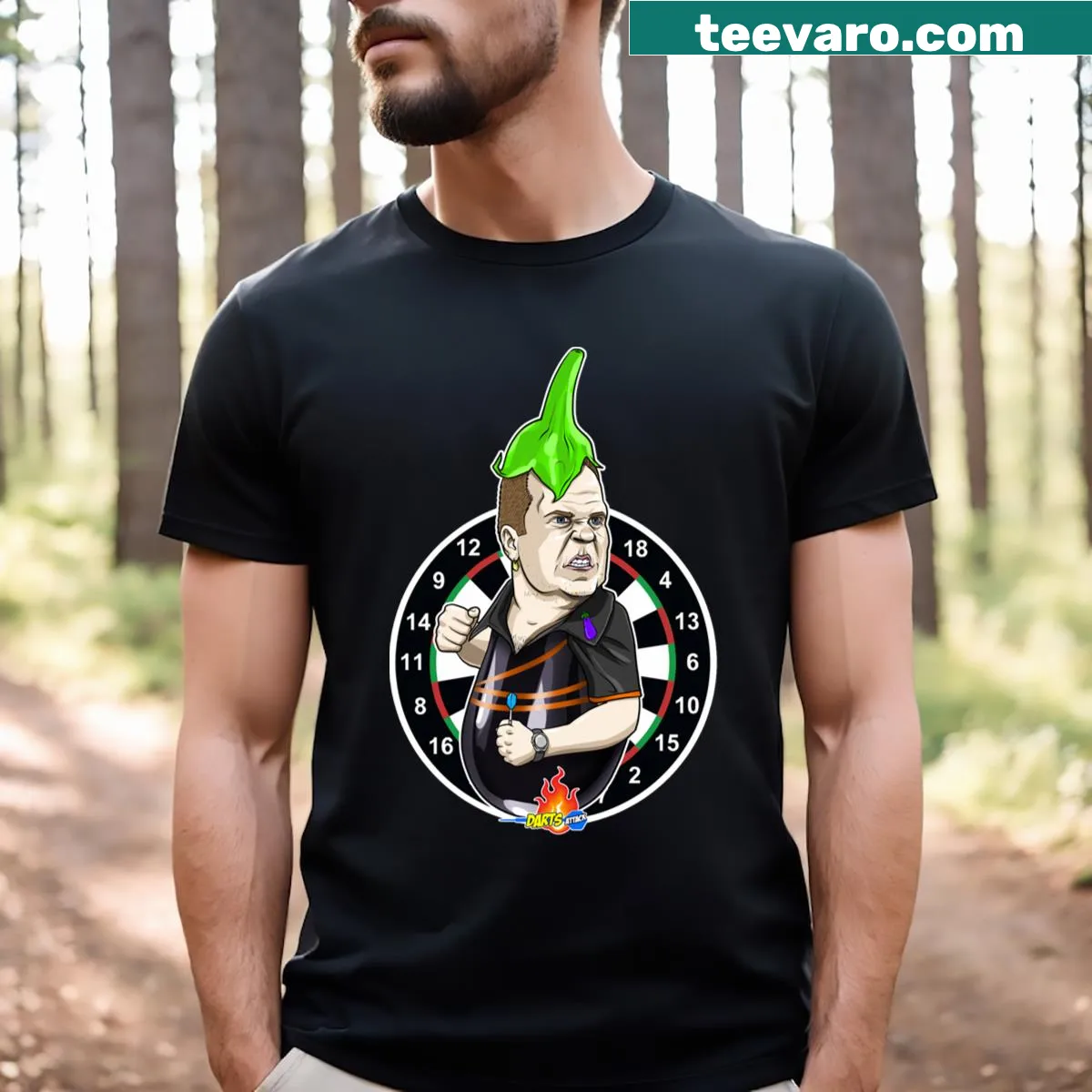 Cartoon caricature of Dirk Van Duijvenbode on a T-shirt — on a men's t-shirt