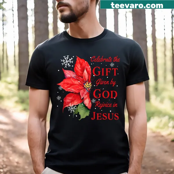 Christian Christmas T-shirt celebrating Jesus' birth.