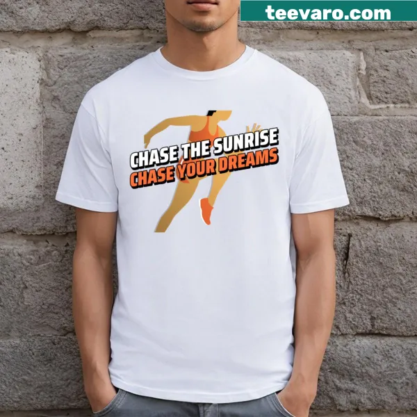 Inspirational running T-shirt with a motivational message.