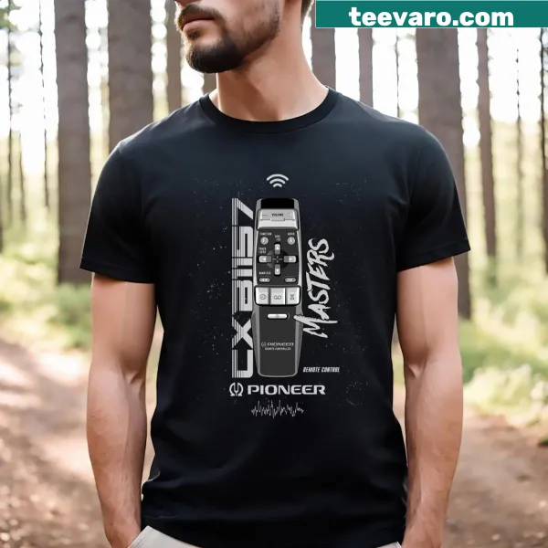 Graphic of a radio remote control with text on T-shirt