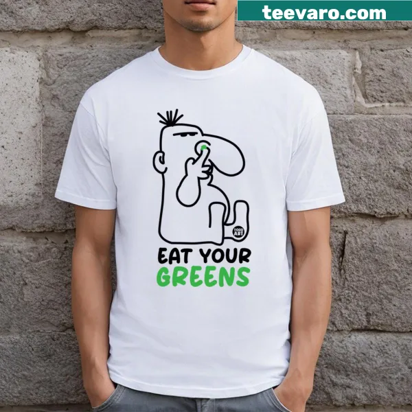 Encouraging Eat Greens t-shirt promoting healthy eating