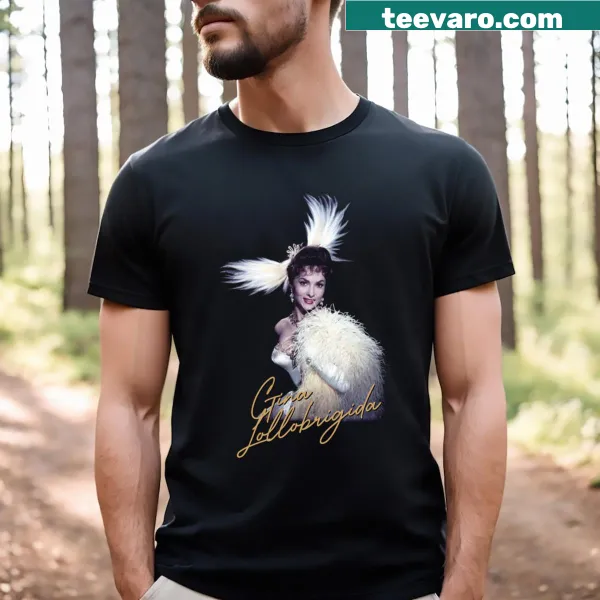 Nostalgic print of Gina Lollobrigida on this vintage-style T-shirt