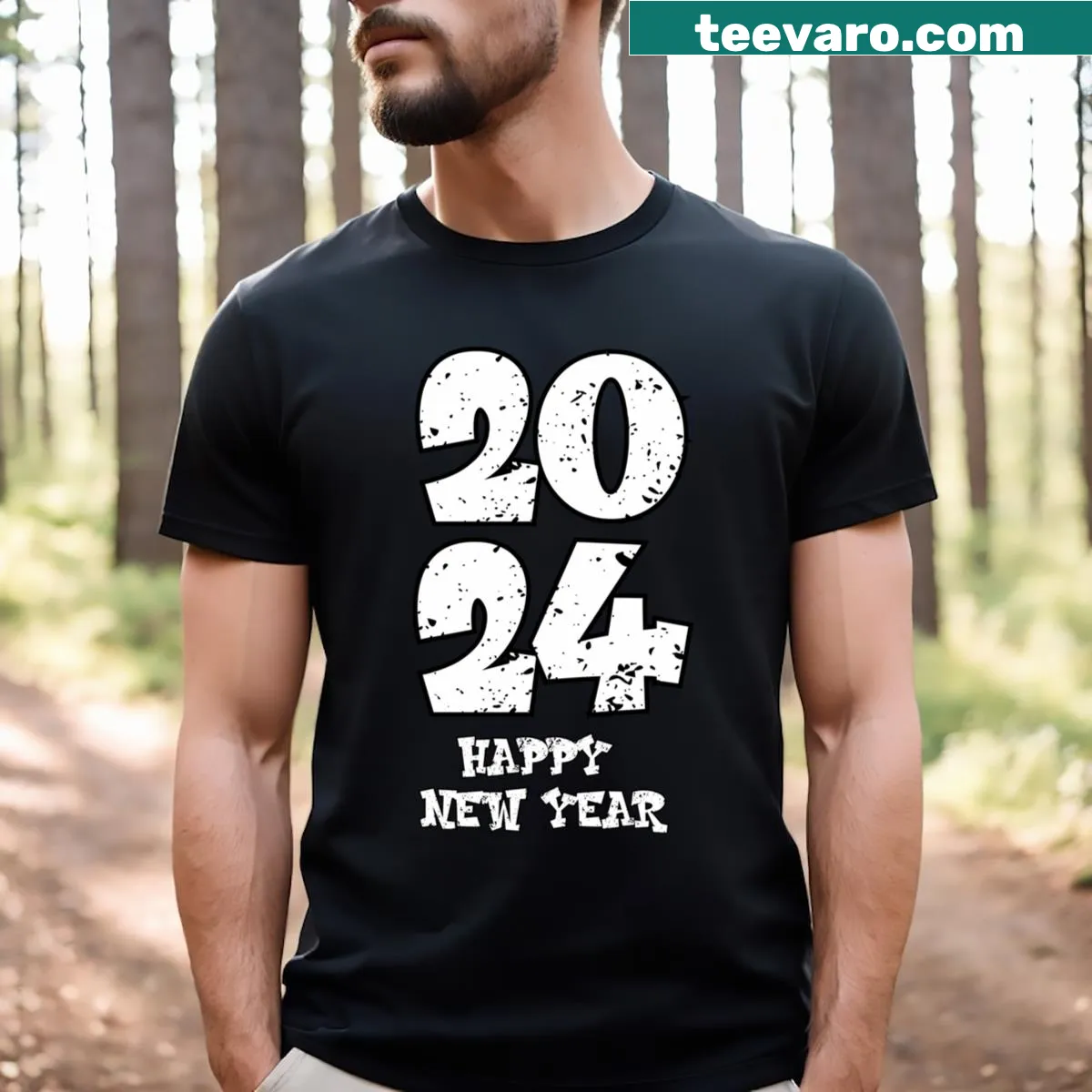 New Year t-shirt saying Goodbye 2023 Hello 2024. — on a men's t-shirt