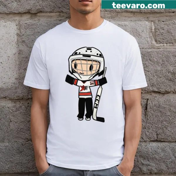Illustration of hockey player Lucas Sena on a t-shirt