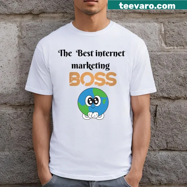 Text reading 'Internet Marketing Boss' in bold typography on a t-shirt