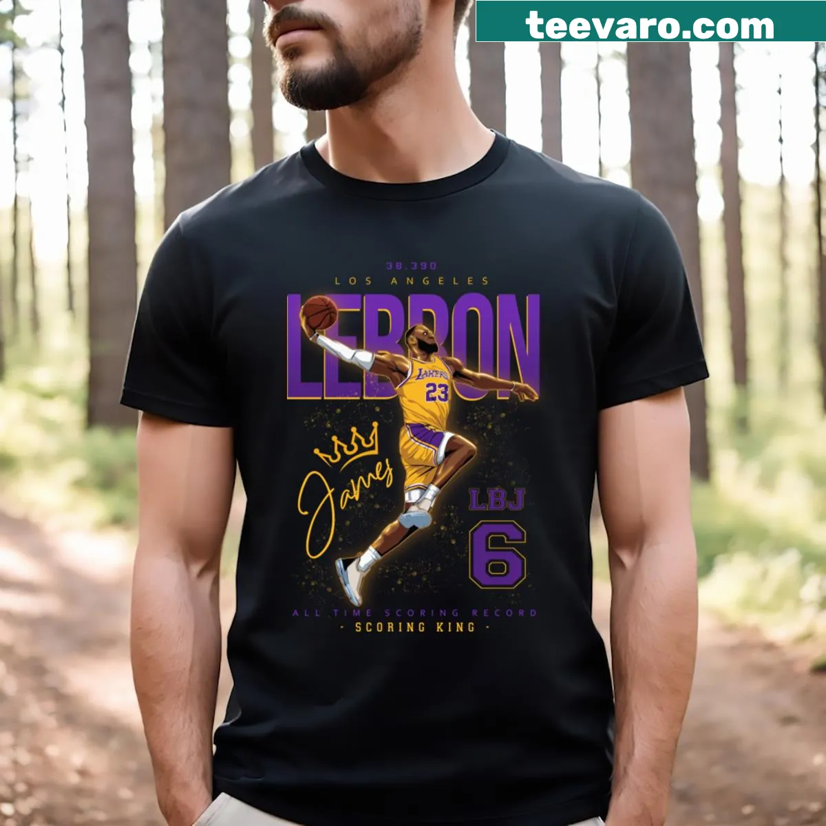T-shirt featuring the name of LeBron James in bold typography. — on a men's t-shirt