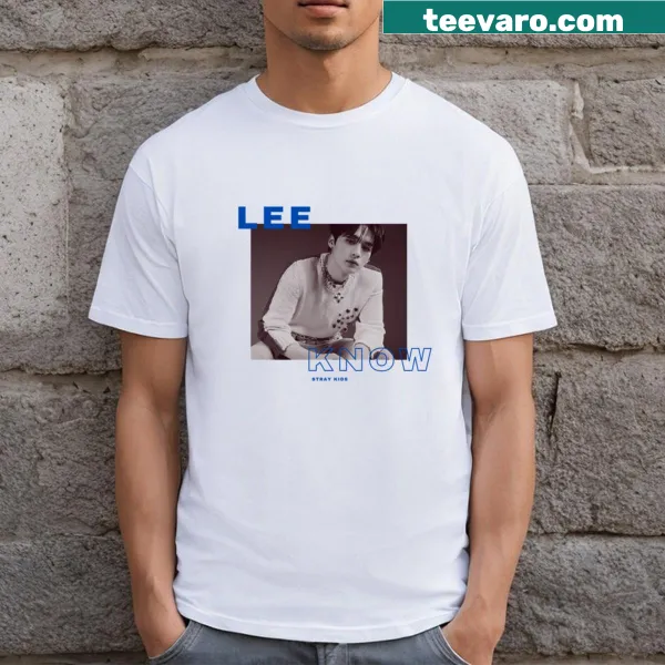 Illustration of Lee Know on a fun t-shirt for kids
