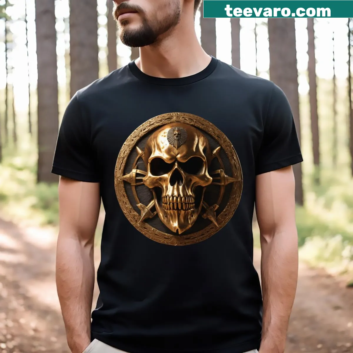 Edgy Moto Skull Head T-shirt with bold skull graphic — on a men's t-shirt