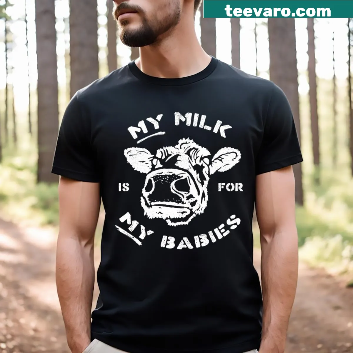 Vegan activism T-shirt with animal rights-themed graphic — on a men's t-shirt