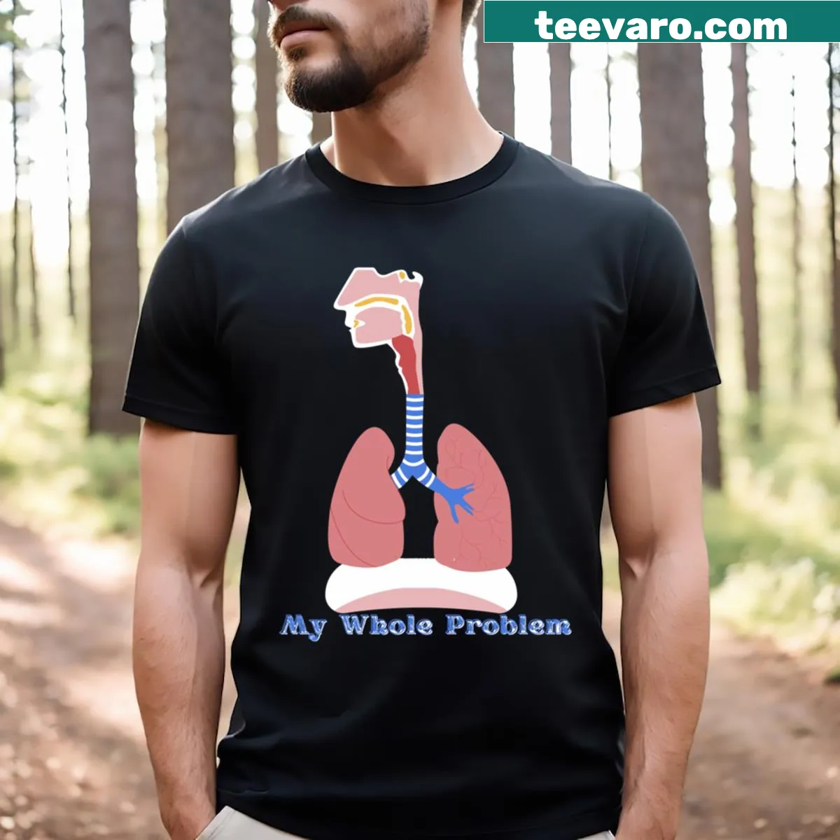 Funny black t-shirt with the phrase 'My Respiratory System Hates Me' in bold text — on a men's t-shirt